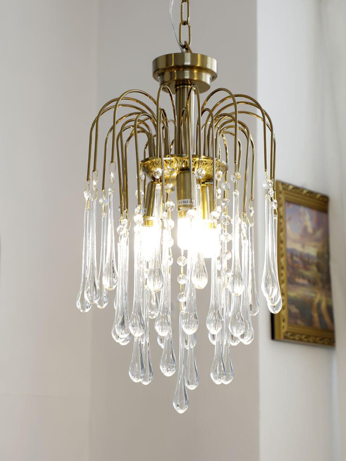 Clear rounded drops around a central fixture