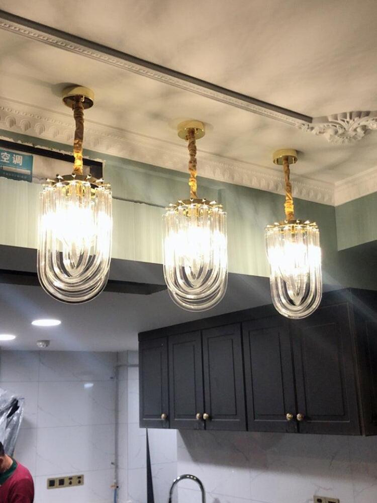 Modern Crystal pendant lamp in Champagne Gold for Restaurant - Cueteks
