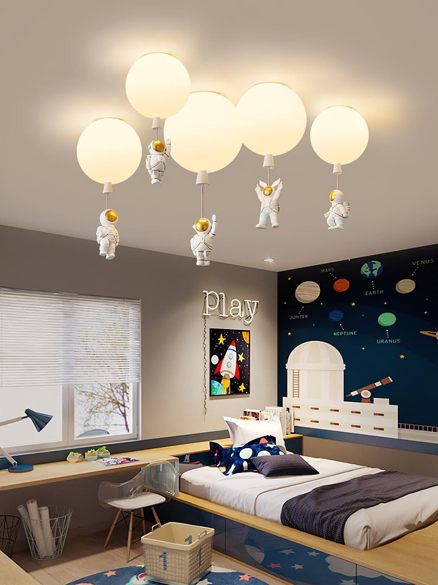 Creative Frosted Balloon Astronaut Children Ceiling Light - Cueteks