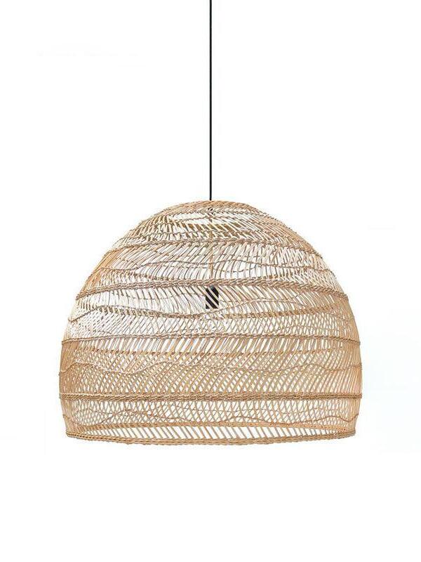 Natural rattan low rounded dome shade