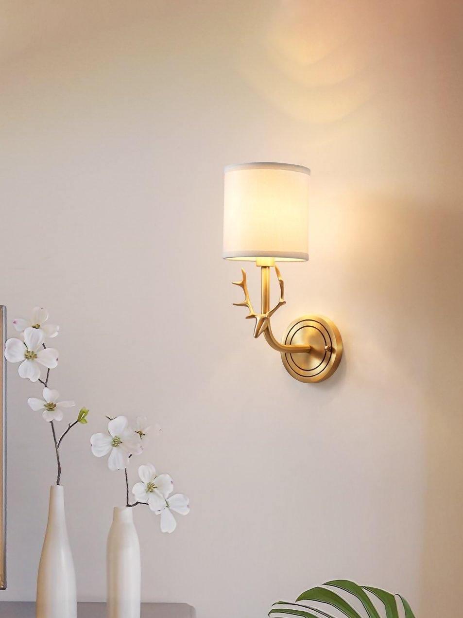 Brass Deer Head Wall Light - Cueteks