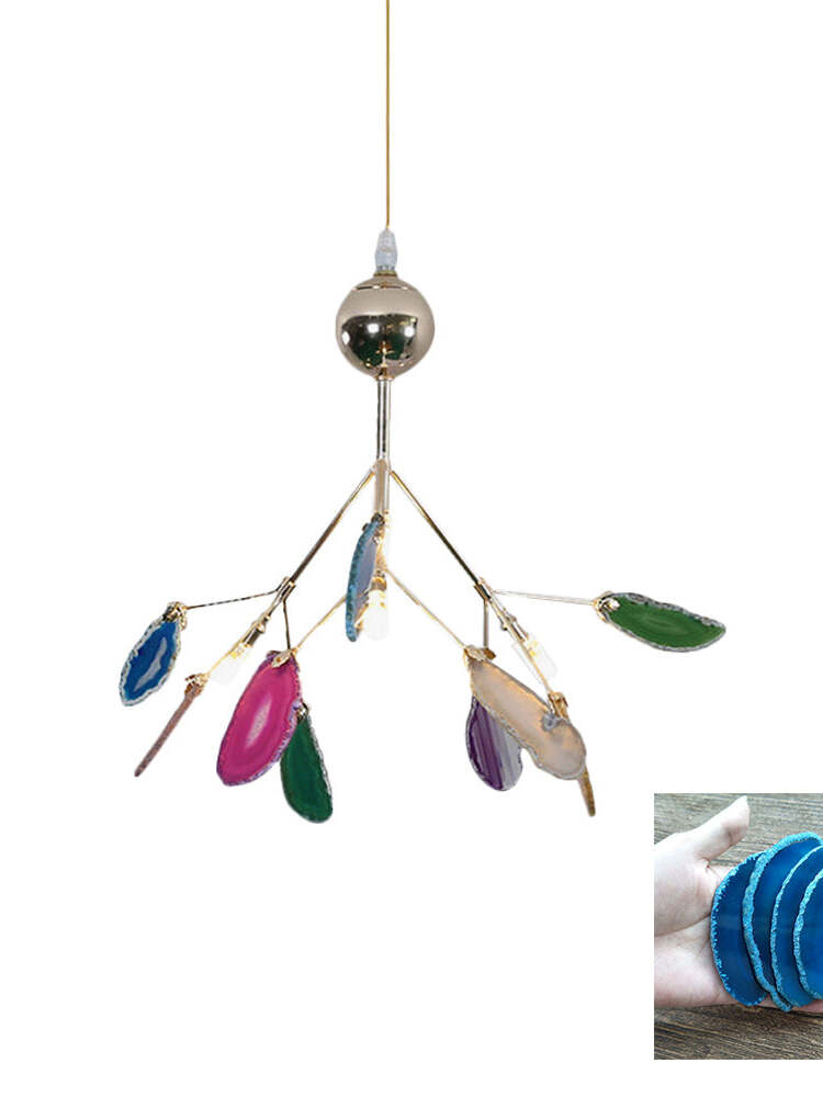 Small multicoloured stone chandelier with a blue stone sample inset