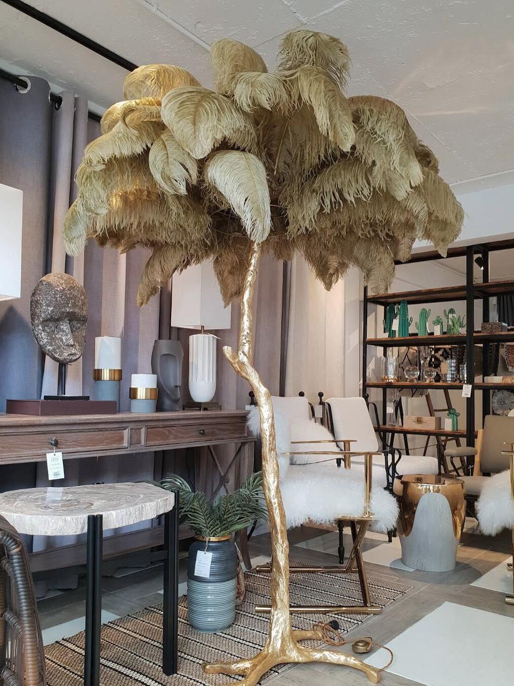 Ostrich Feather Resin Floor Light - Cueteks