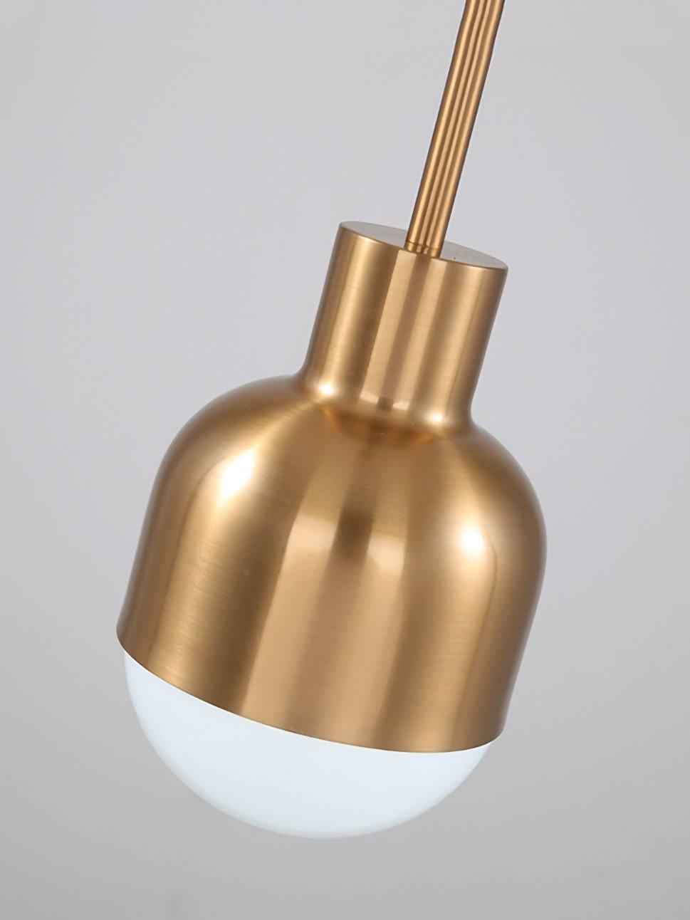 Oblique close-up of Niku rounded metal housing, slim neck and white lower hemisphere against gray