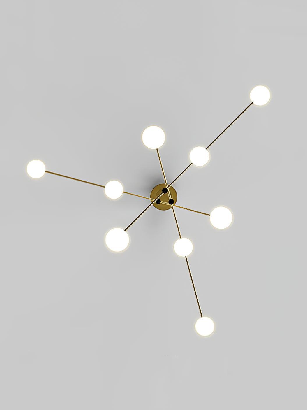 Underside view of Gold crossing arms and White globes