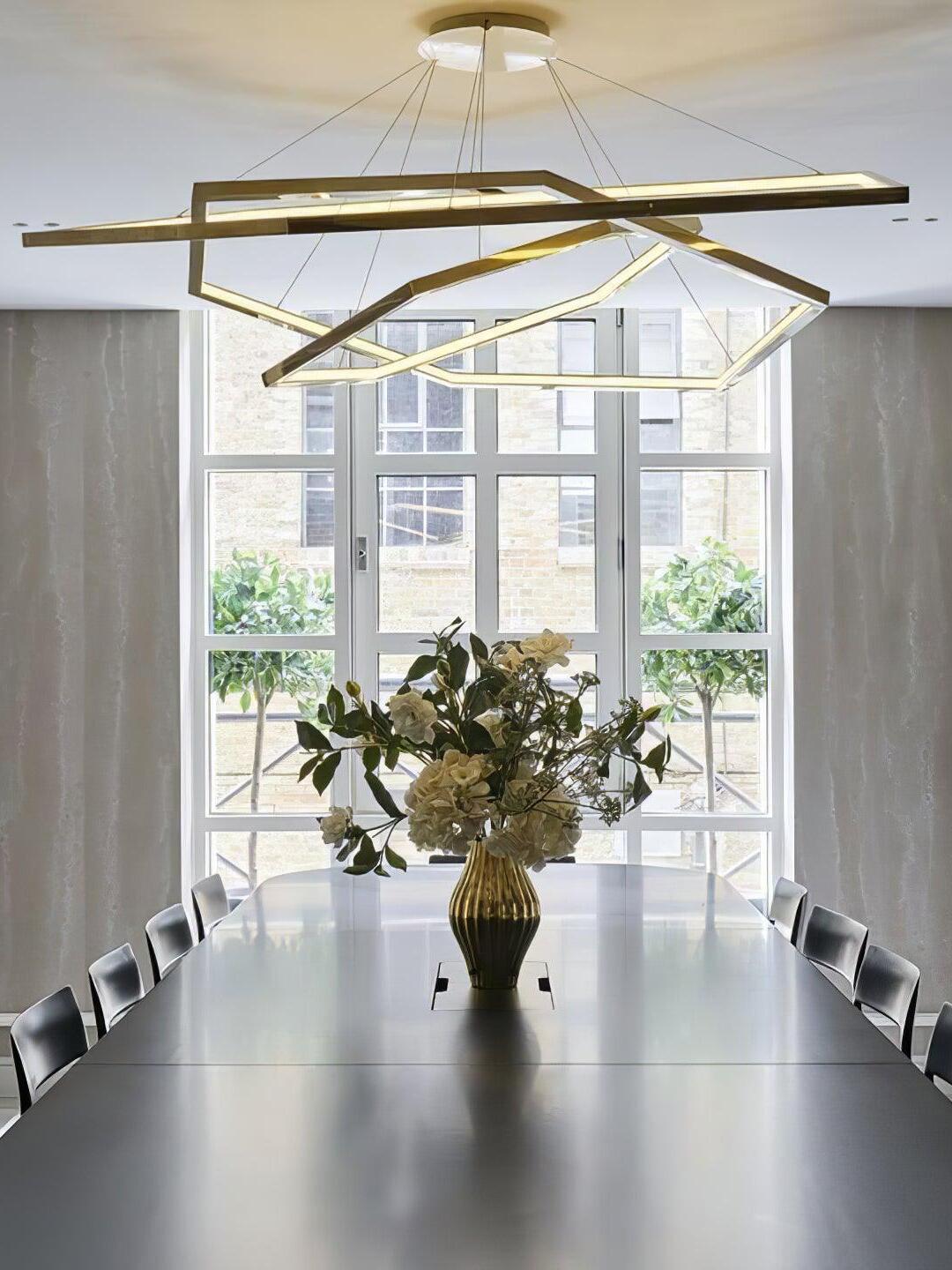 Irregular Multilayer Gold Rings Vesanto Chandelier - Cueteks