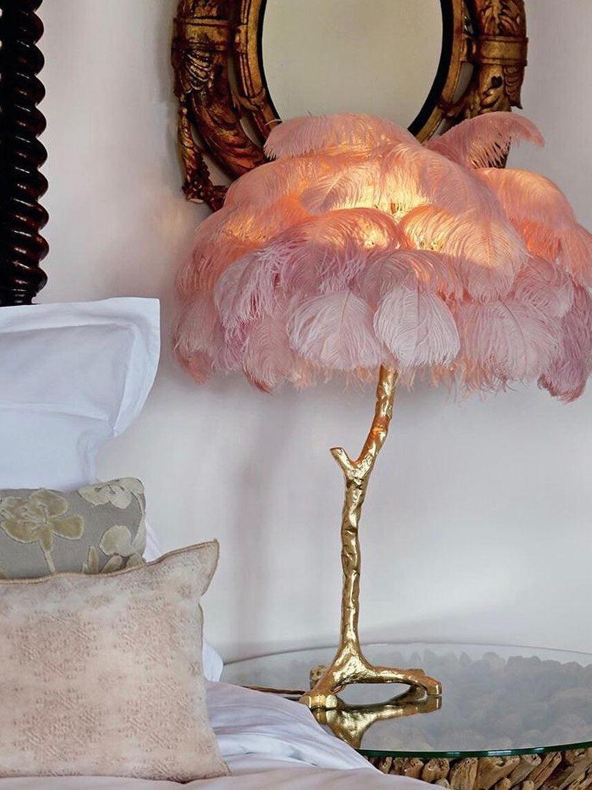 Ostrich Feather Table Lamp - Cueteks