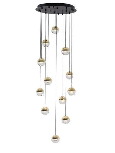 Modern Dora LED pendant lamp in Champagne Gold for Kitchen - Cueteks