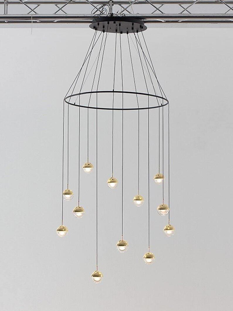 Modern Dora LED pendant lamp in Champagne Gold for Kitchen - Cueteks