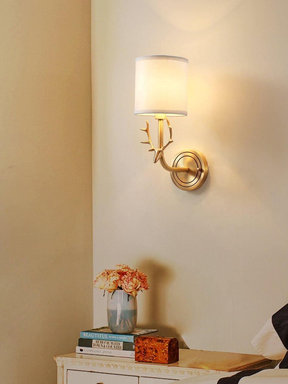 Brass Deer Head Wall Light - Cueteks