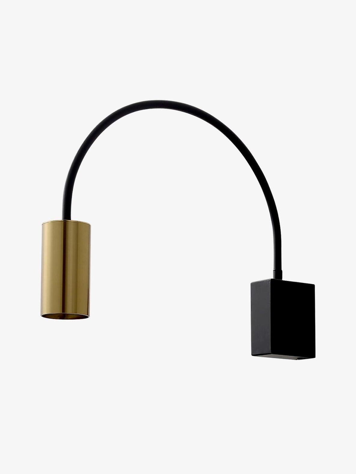 Antonella curved arm, gold cylindrical head and square black backplate