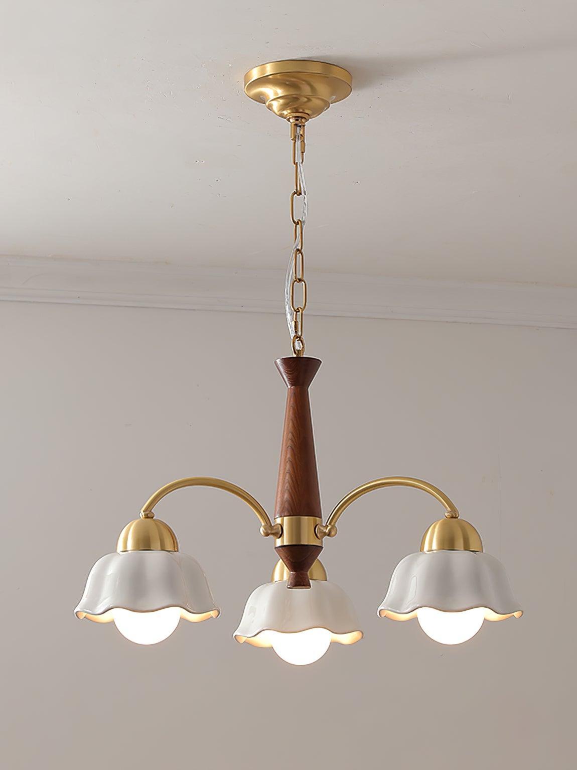 Swedish Modern Brass Chandelier - Cueteks