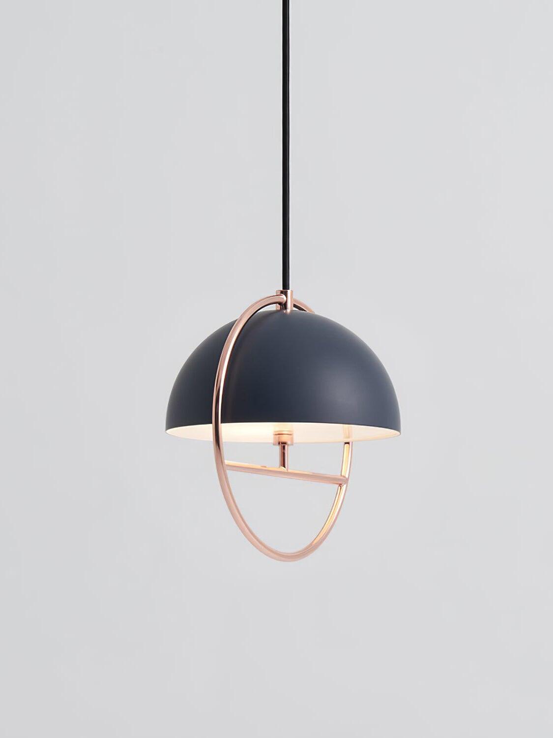Black pendant and rose-colour circular frame