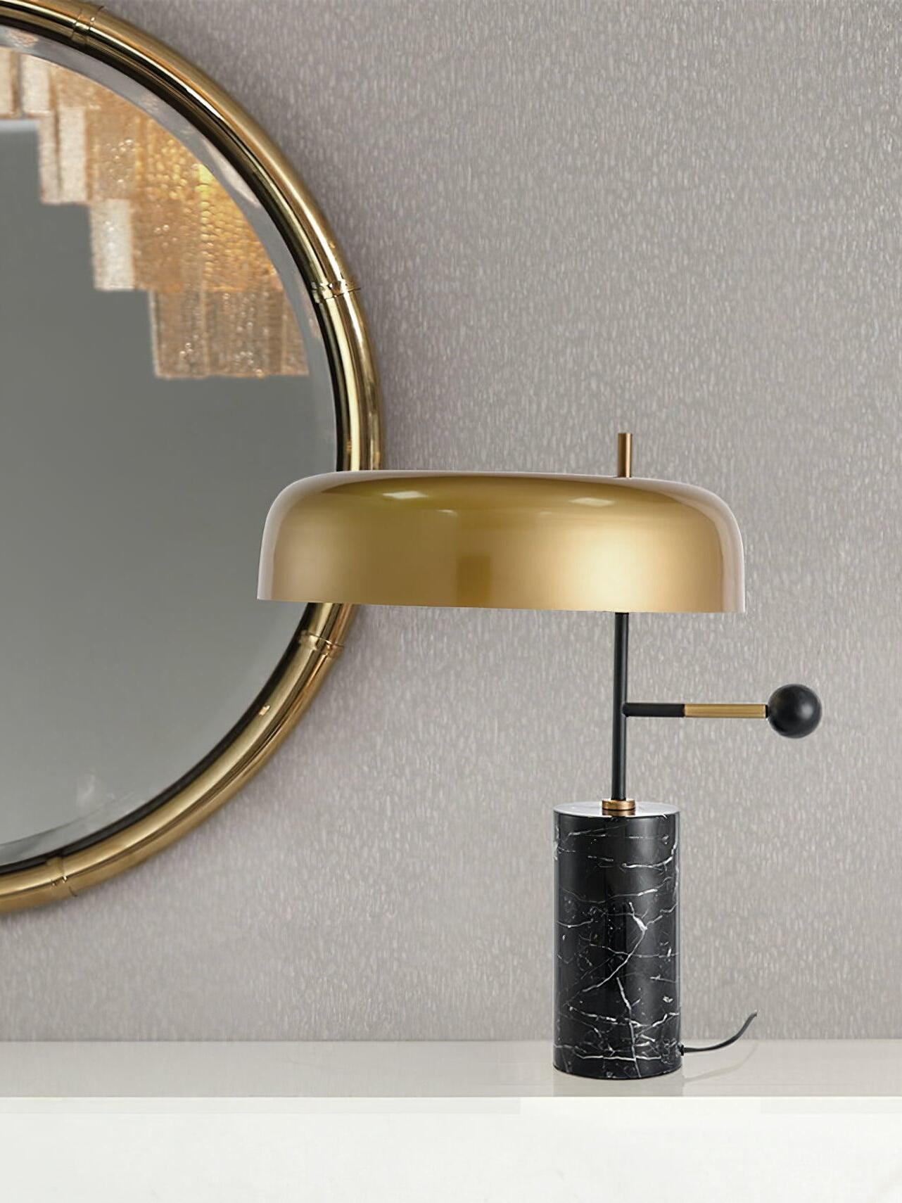 Adam Unique Black Gold Marble Table Light - Cueteks