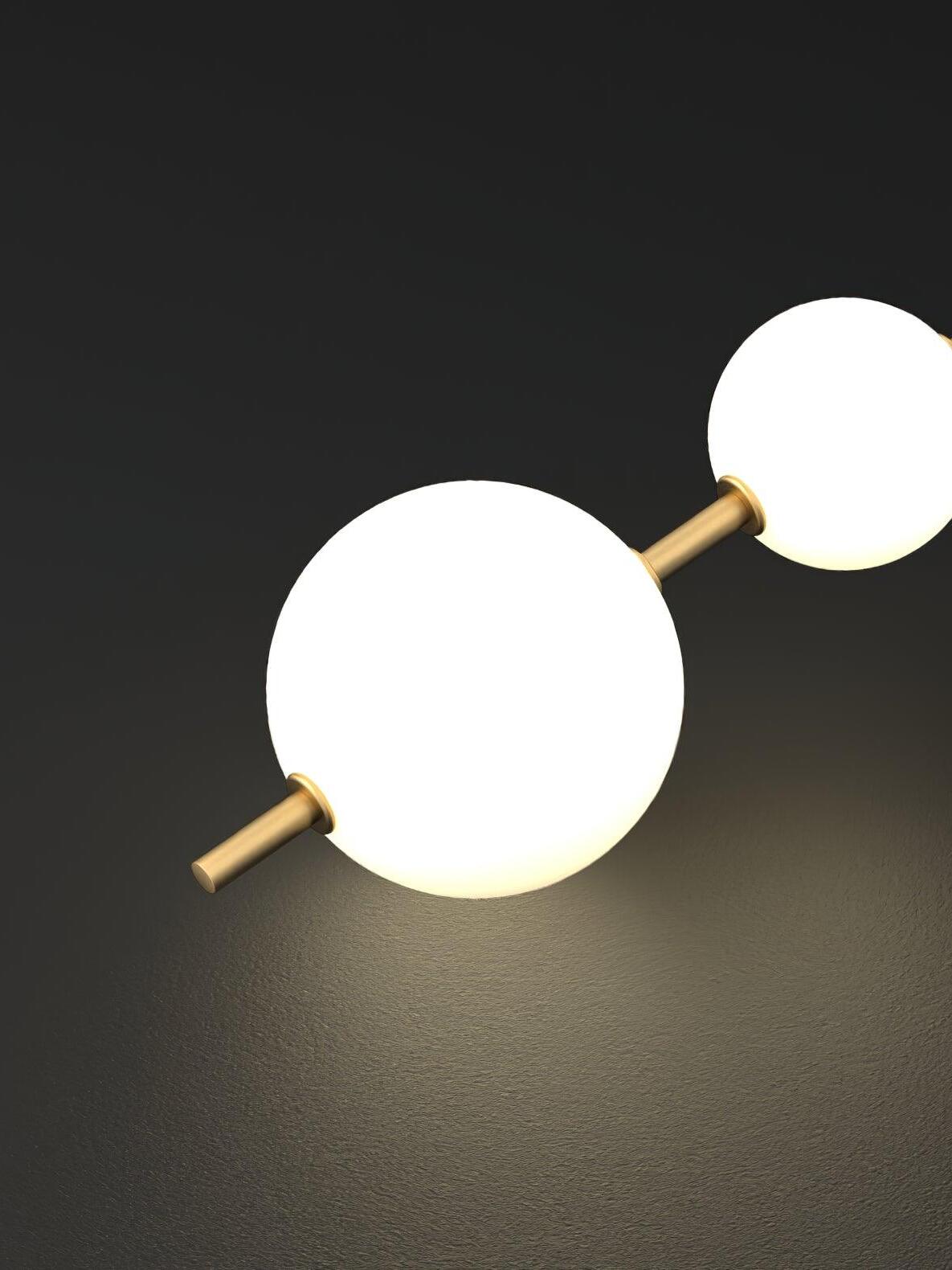 Delicate Glass Globe Vertical Brass Wall Lamp - Cueteks
