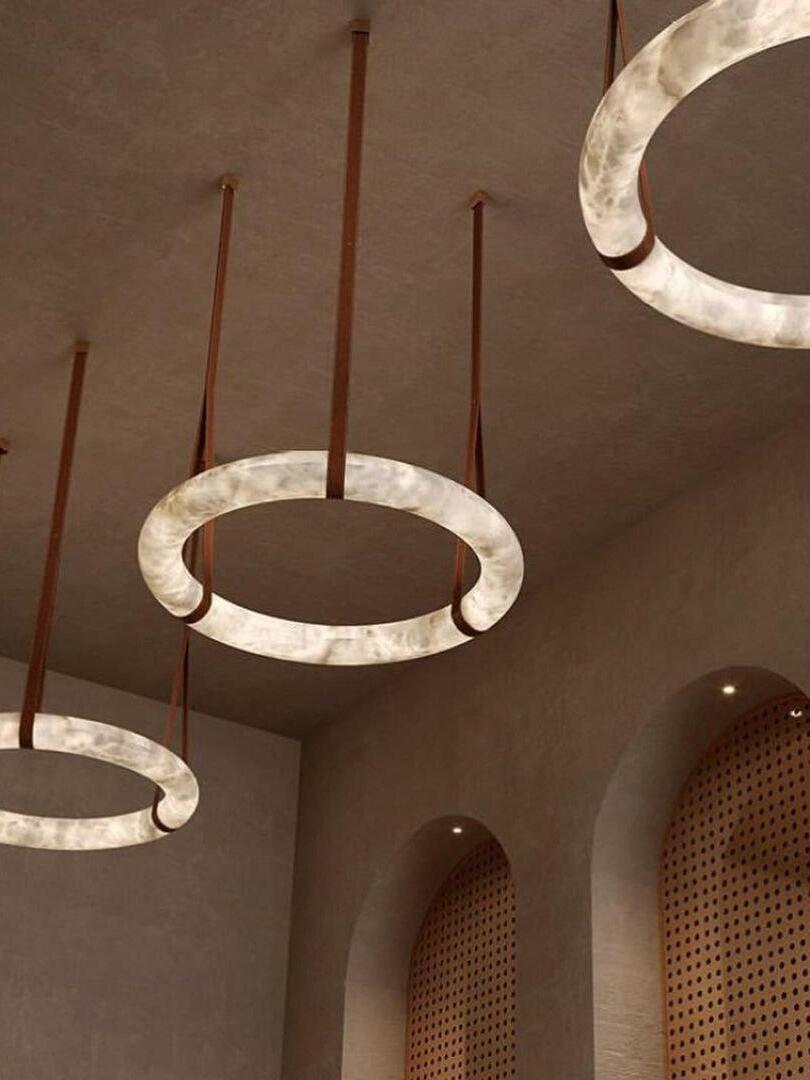 Alabaster rings near arched architectural details