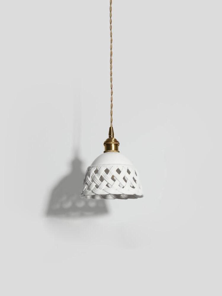 Stylish Ceramic Openwork Woven Pendant Lamp - Cueteks
