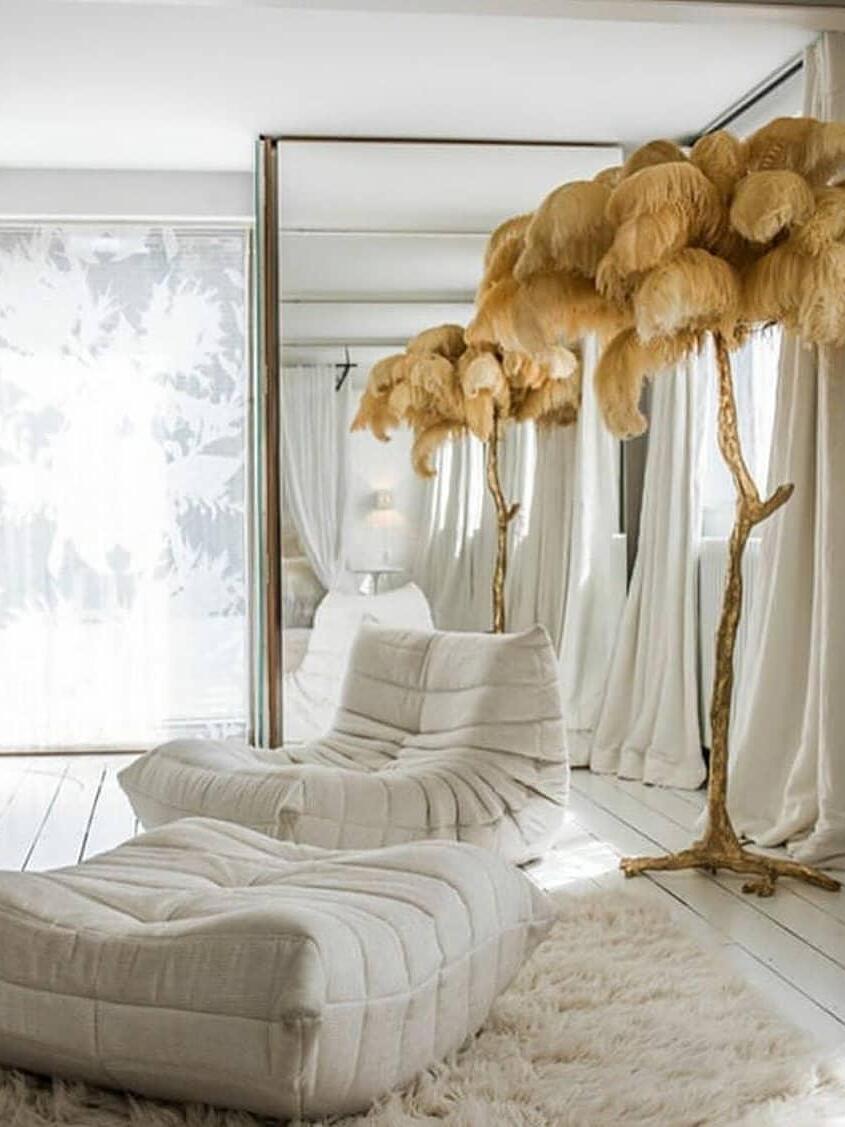 Ostrich Feather Resin Floor Light - Cueteks
