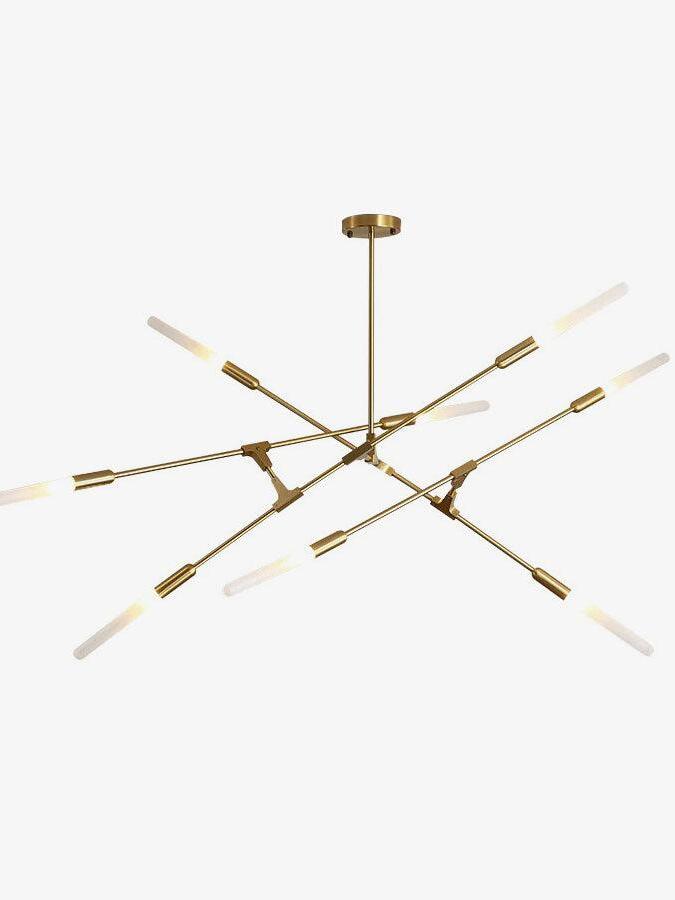 Horizontal Gold chandelier with intersecting slender arms