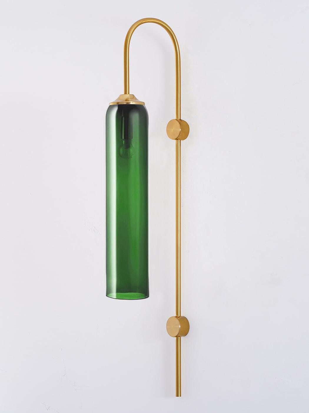 Green-tinted cylindrical shade close view
