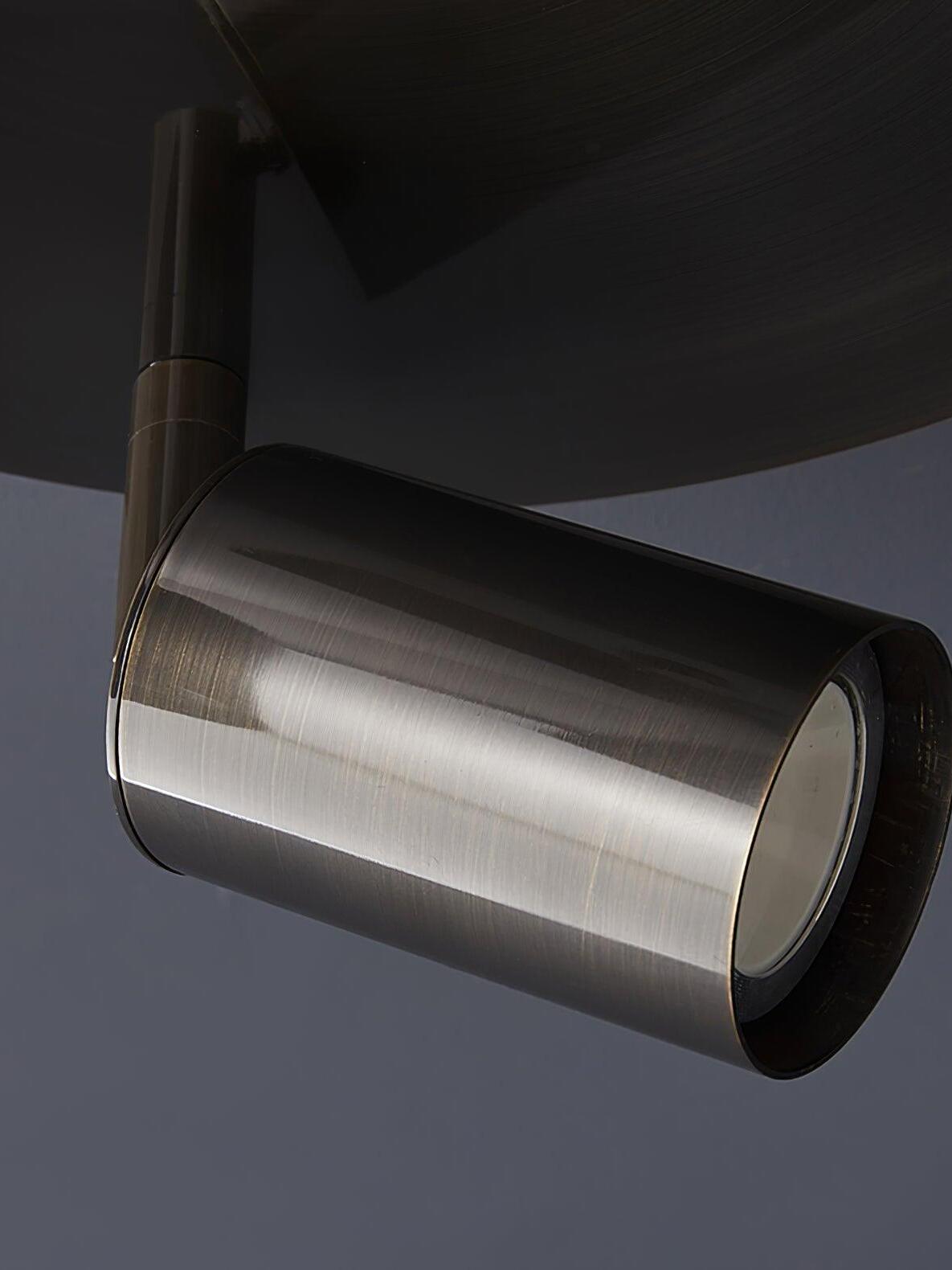 Close black spotlight cylinder with bulb opening