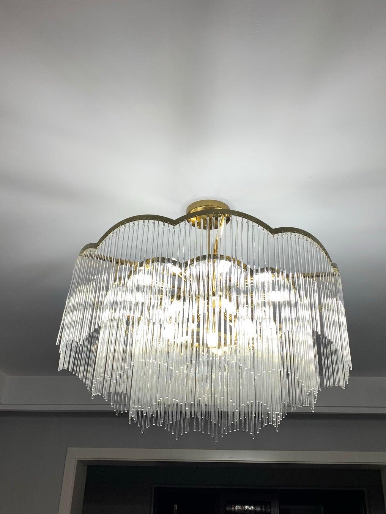 Classic Maria Theresa Multi-layer Glass Strips Chandelier - Cueteks
