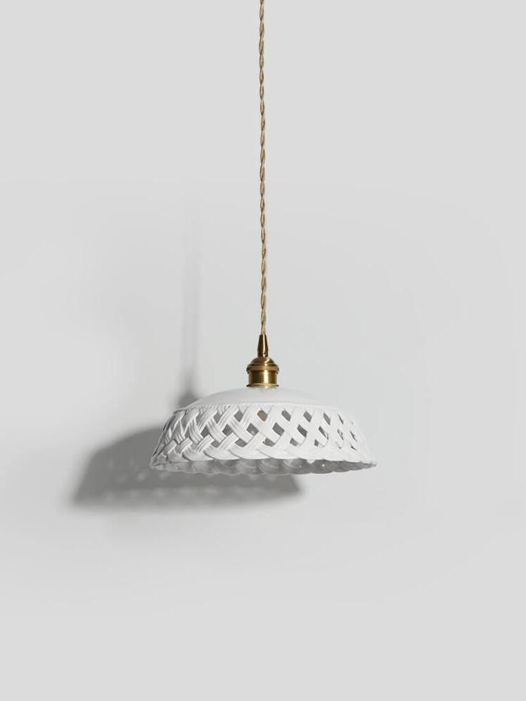 Stylish Ceramic Openwork Woven Pendant Lamp - Cueteks