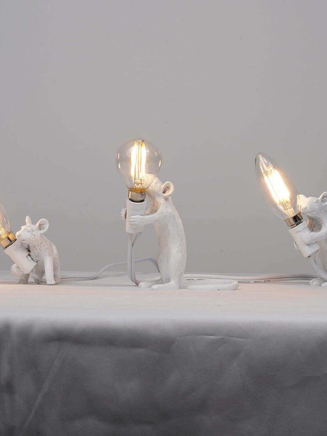 Resin White Mouse Shape Decorative Table Light - Cueteks