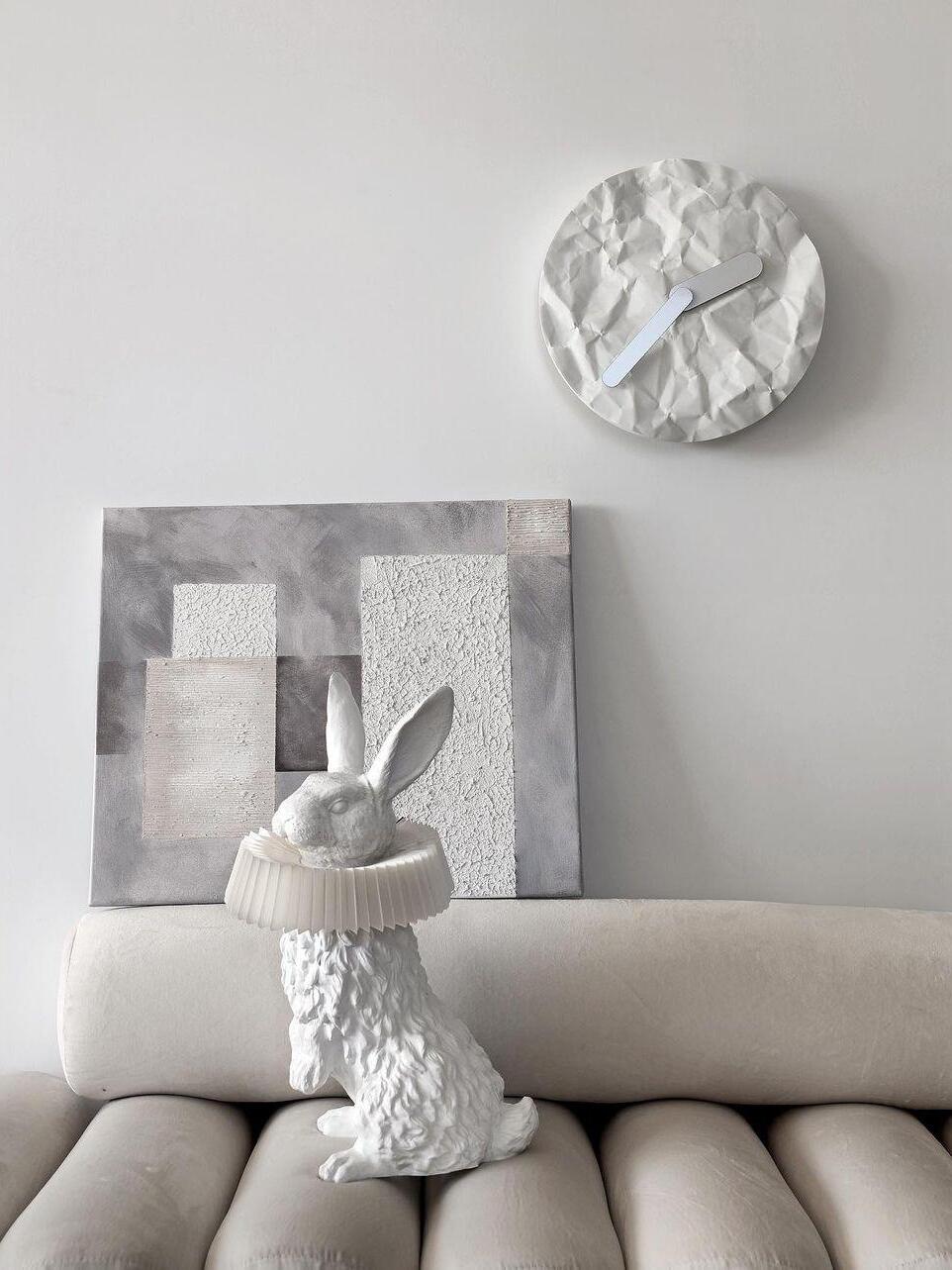 White Resin Rabbit Decorative Table Lamp - Cueteks