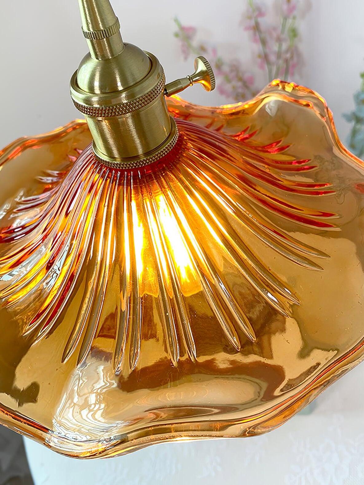 Glass Hibiscus Flower Pendant Light - Cueteks