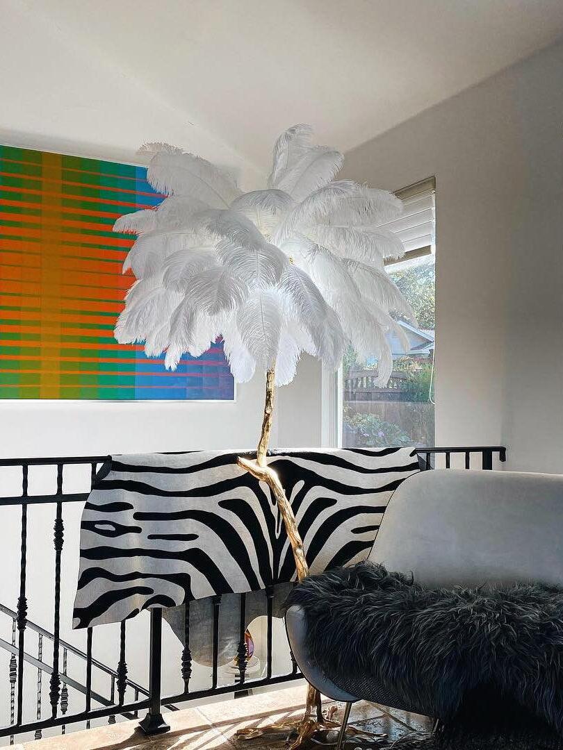 Ostrich Feather Resin Floor Light - Cueteks