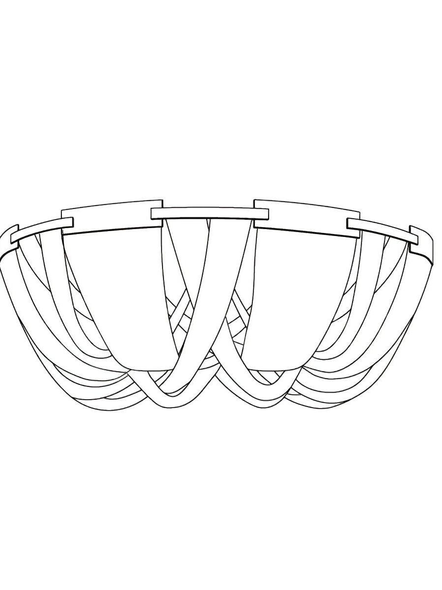 Line drawing of shallow bowl-shaped chain drapes