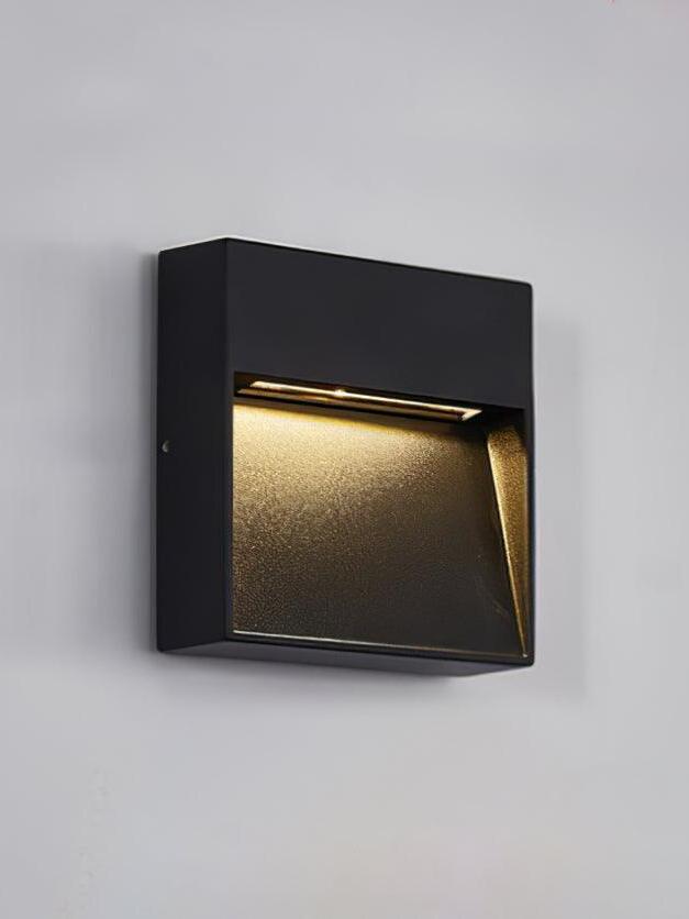 Square black wall light with recessed opening