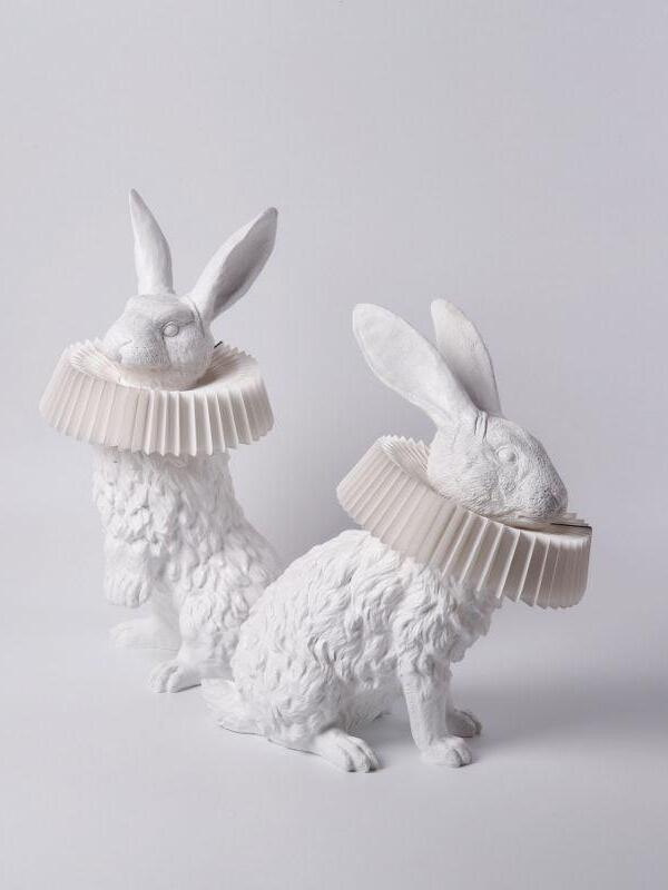 White Resin Rabbit Decorative Table Lamp - Cueteks