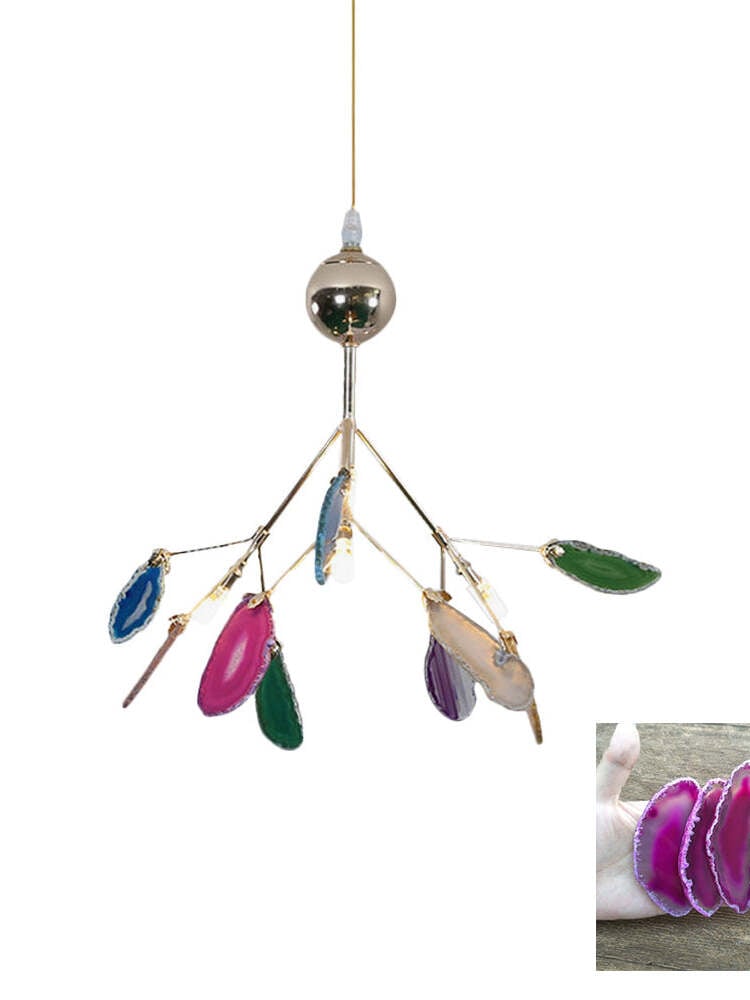 Small multicoloured stone chandelier with a pink stone sample inset