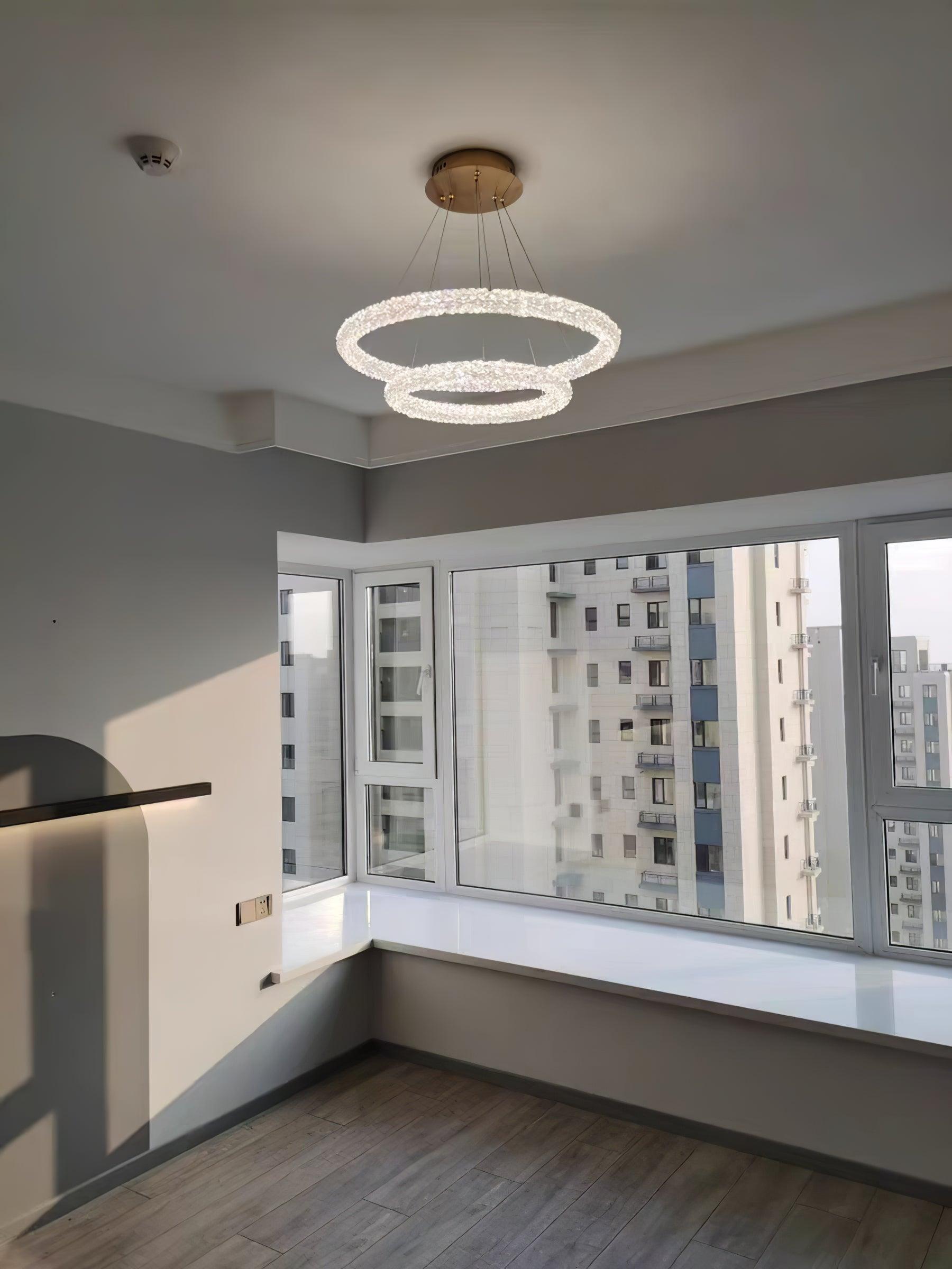 Decorative Ring Crystal Island Chandelier - Cueteks