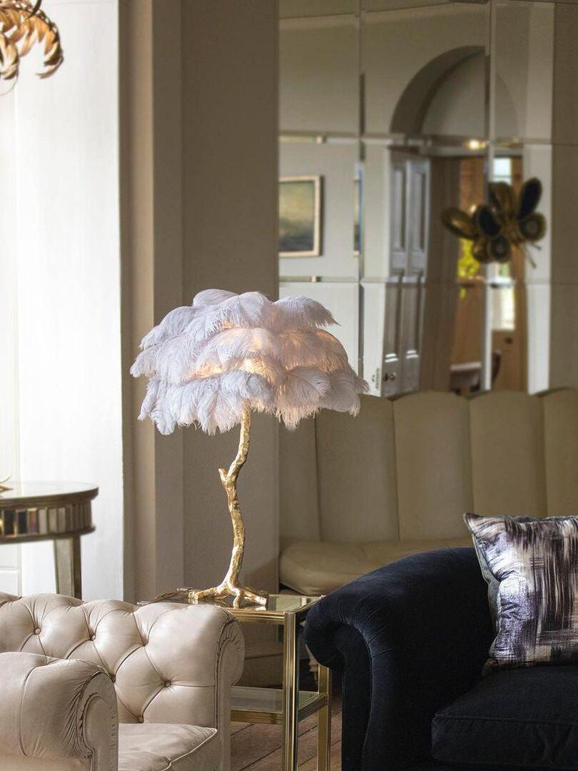 Ostrich Feather Table Lamp - Cueteks
