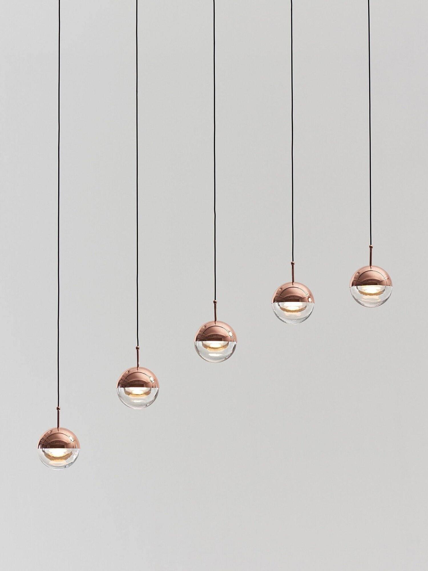 Modern Dora LED pendant lamp in Champagne Gold for Kitchen - Cueteks