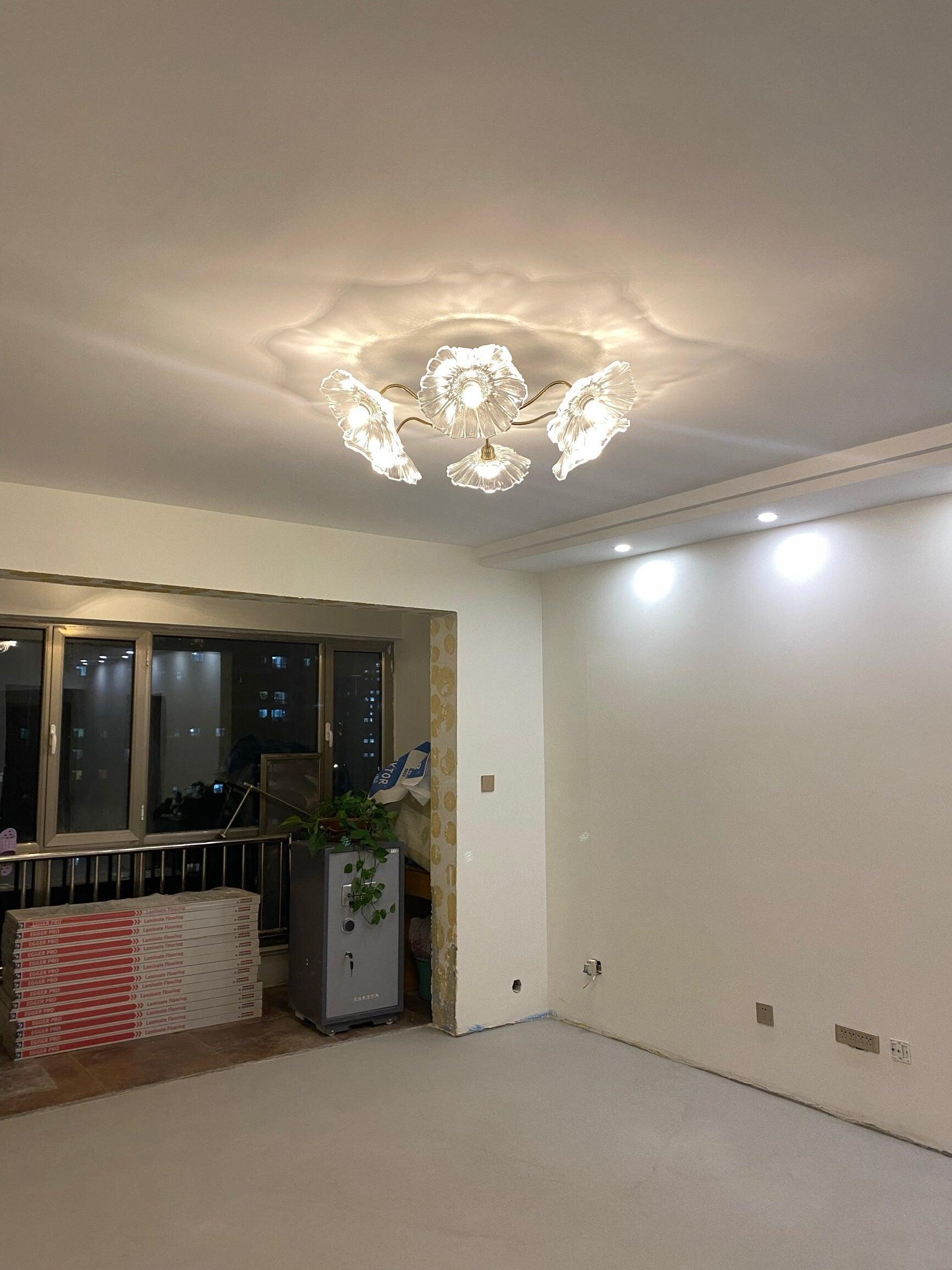 Lotus Leaf Glass Ceiling Lamp - Cueteks