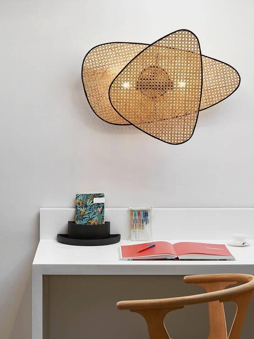 Rustic Bamboo Natural Screen Cannage Sconce - Cueteks