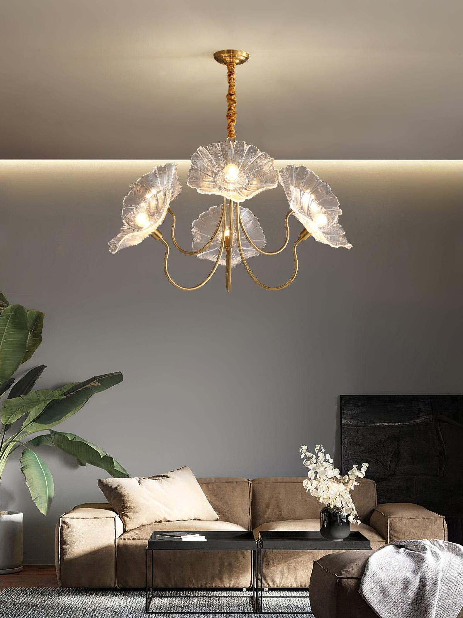 Lotus Leaf Glass Chandelier - Cueteks