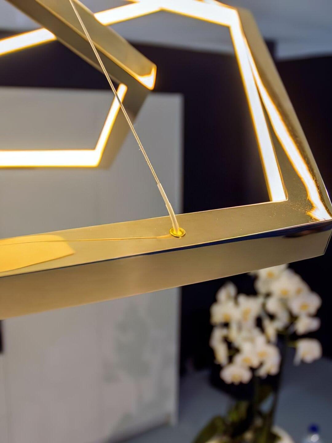Irregular Multilayer Gold Rings Vesanto Chandelier - Cueteks