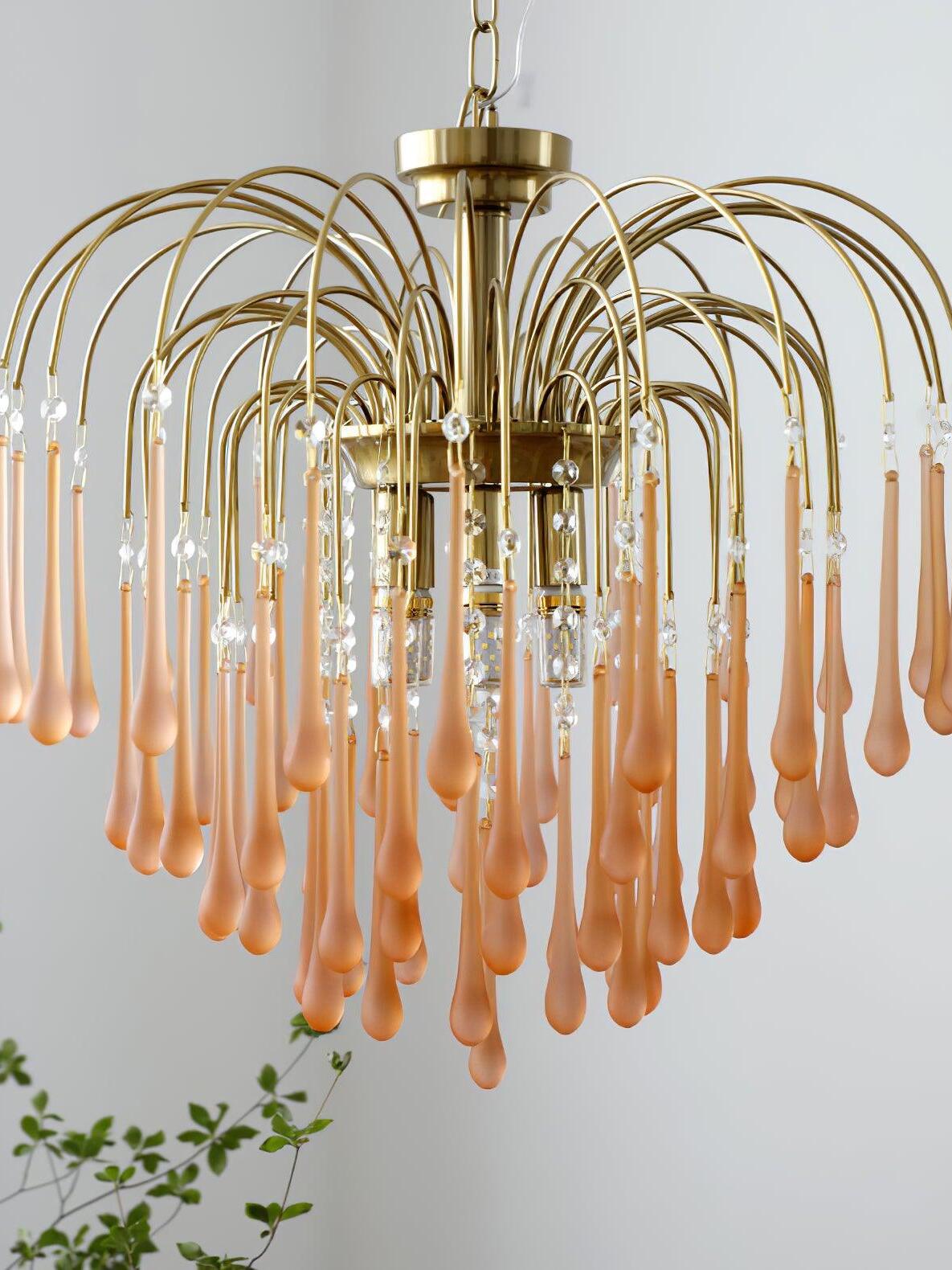 Pale peach-toned drops with transparent upper sections