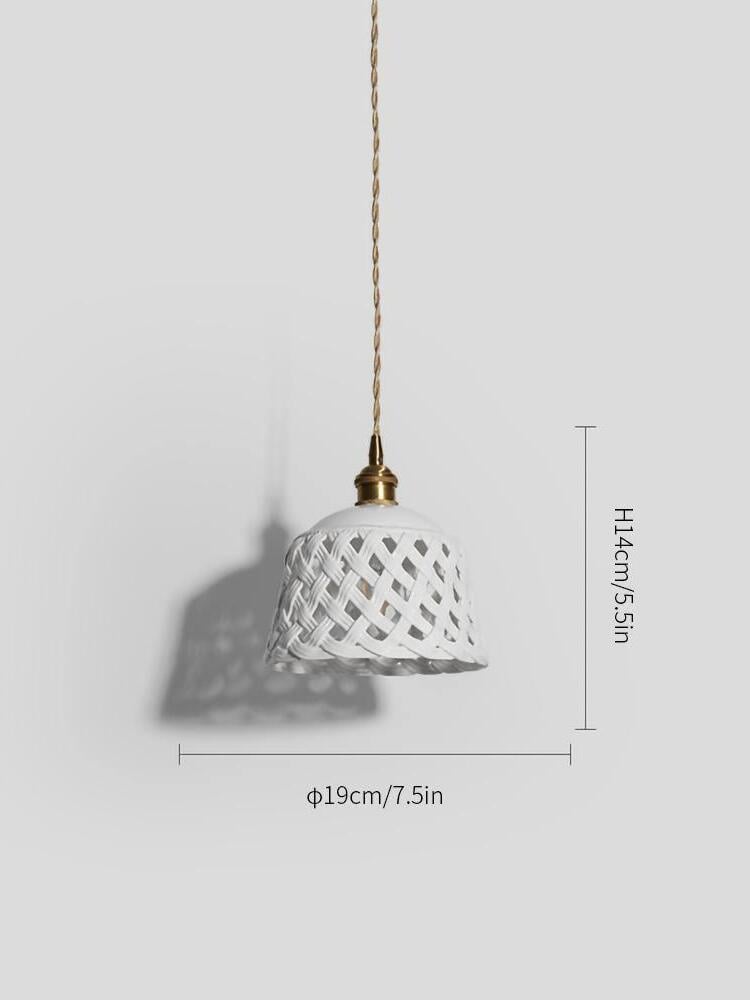 Stylish Ceramic Openwork Woven Pendant Lamp - Cueteks