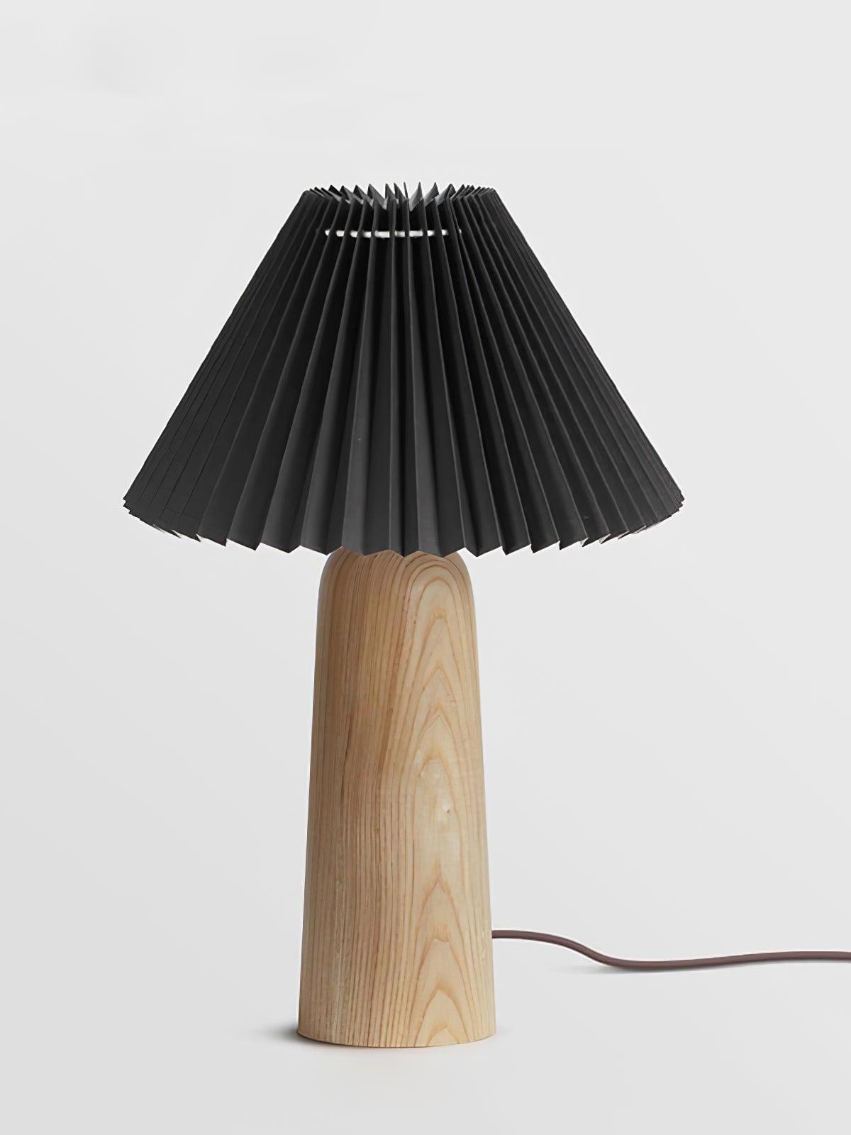 Luxurious Facet Pleated Wooden Table Lamp - Cueteks
