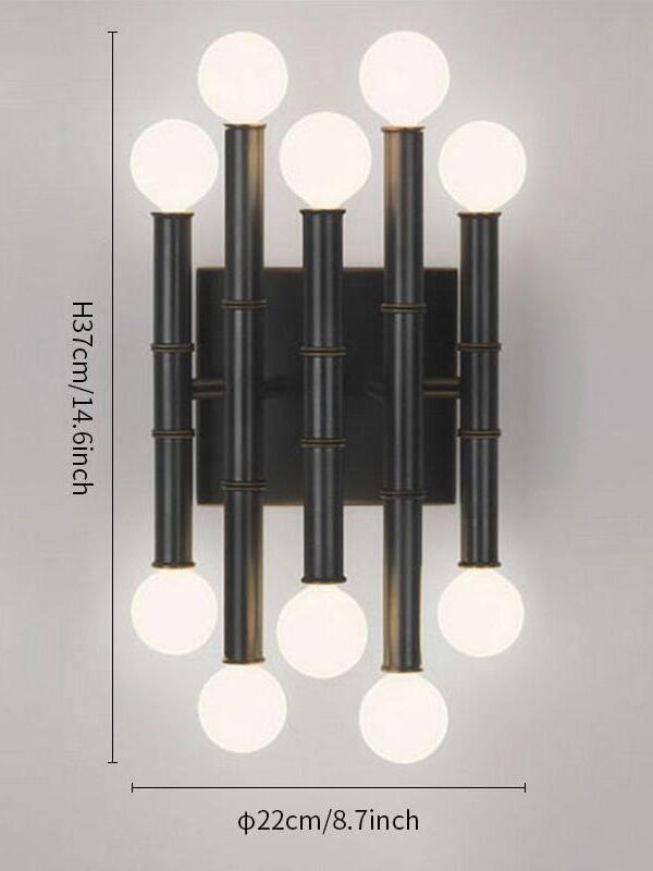 Black Meurice dimension diagram showing 22 cm frontal width and 37 cm height across the globe bulb arrangement
