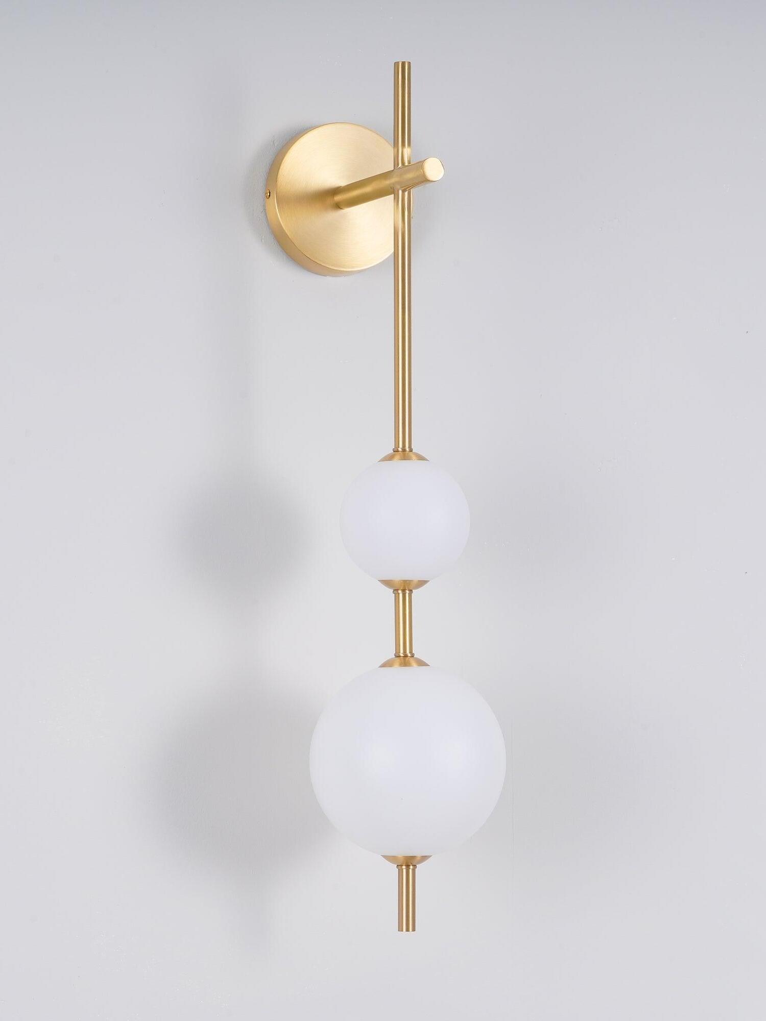 Delicate Glass Globe Vertical Brass Wall Lamp - Cueteks
