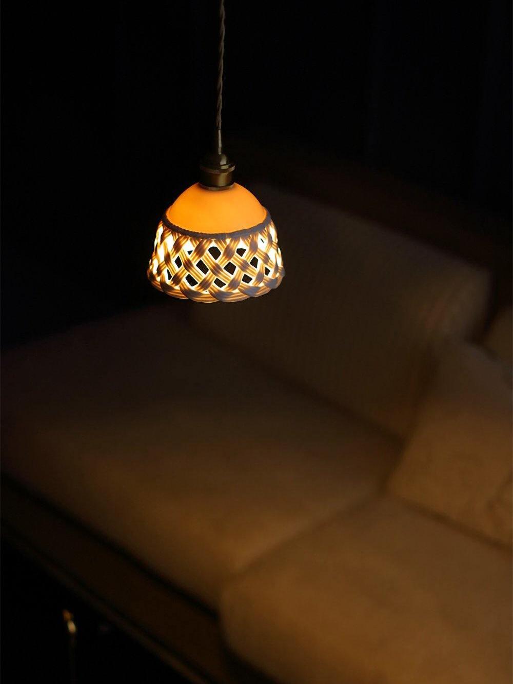 Stylish Ceramic Openwork Woven Pendant Lamp - Cueteks