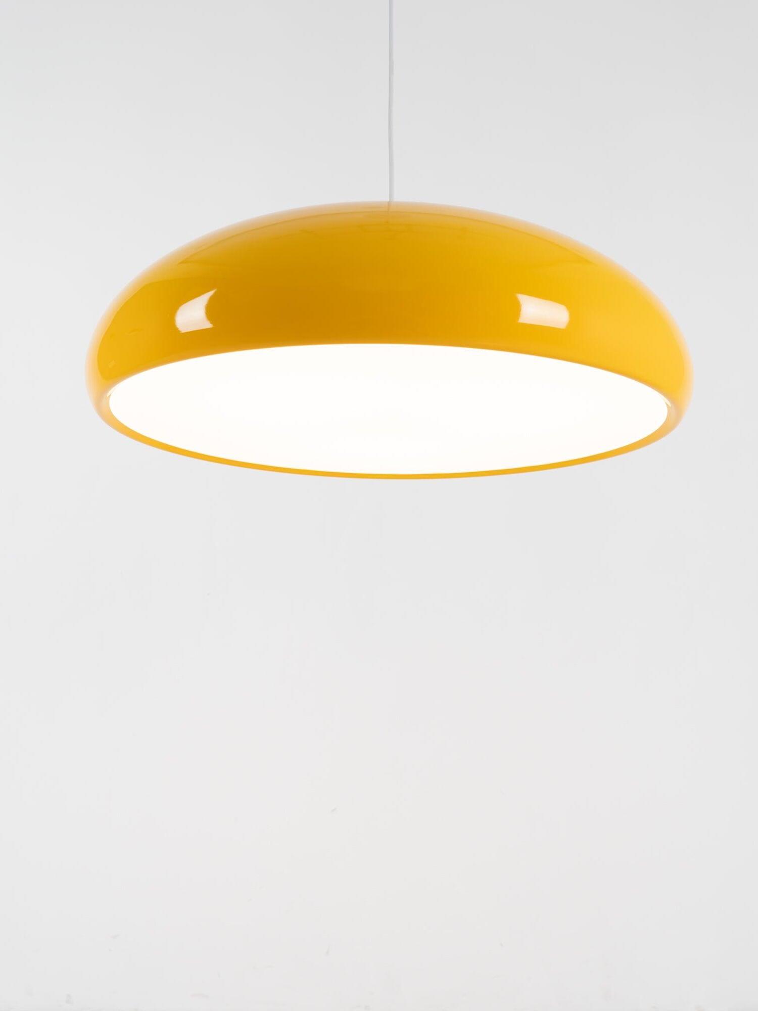 Yellow pendant viewed slightly from below