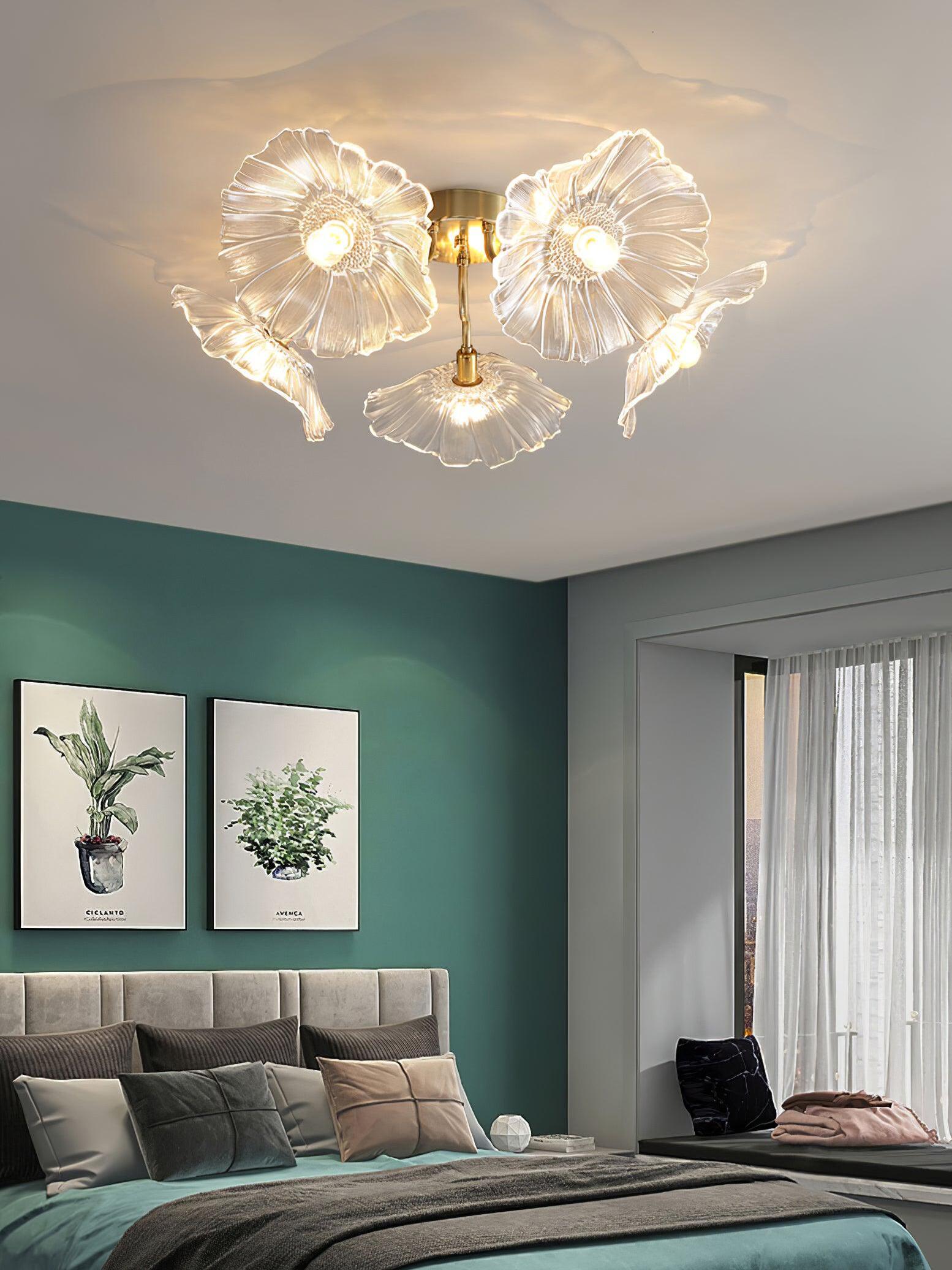 Lotus Leaf Glass Ceiling Lamp - Cueteks